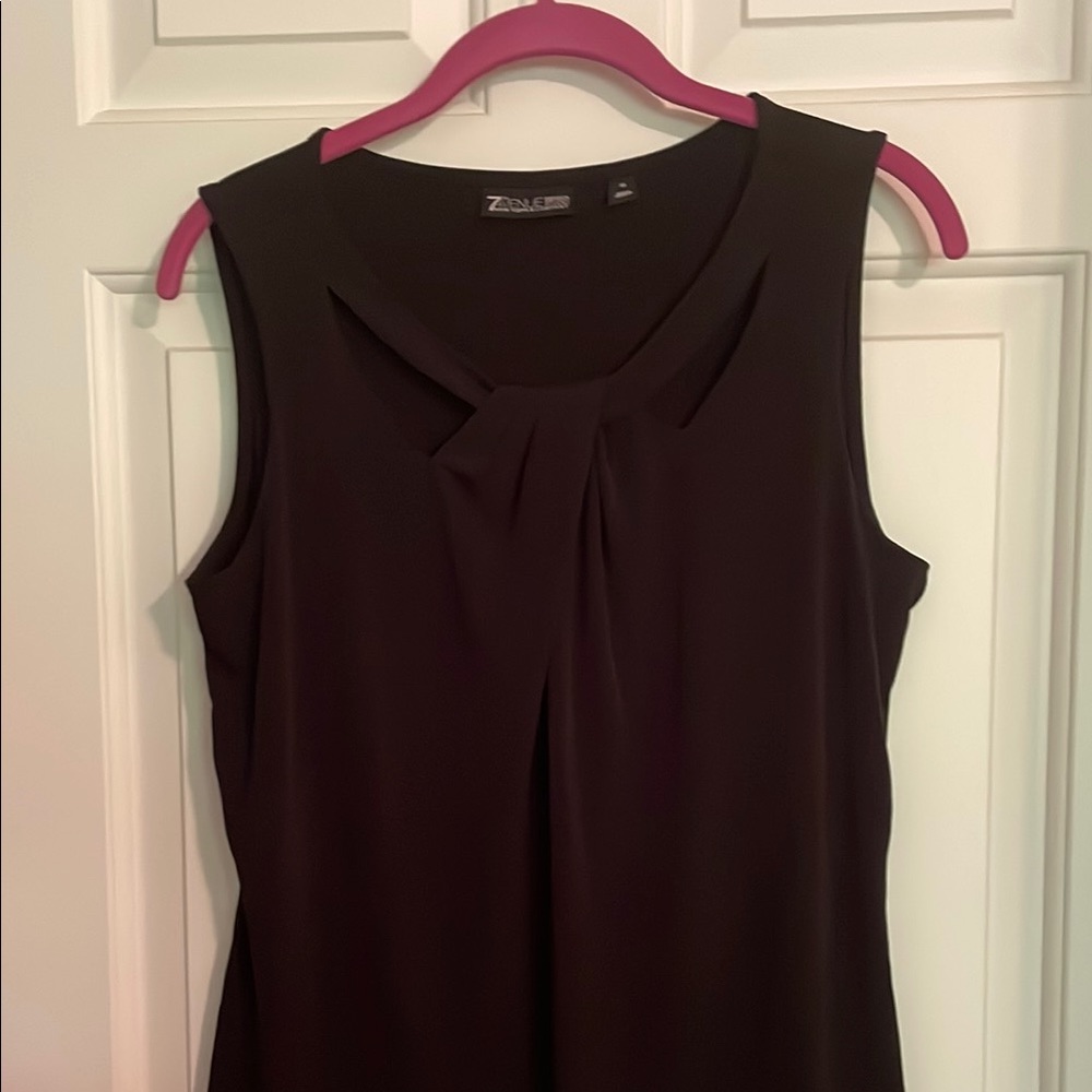 New York & Company Black Tie Front Blouse